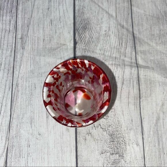 Glass painted vase 6” tall approx 2.5” wide red and white - Picture 2 of 3